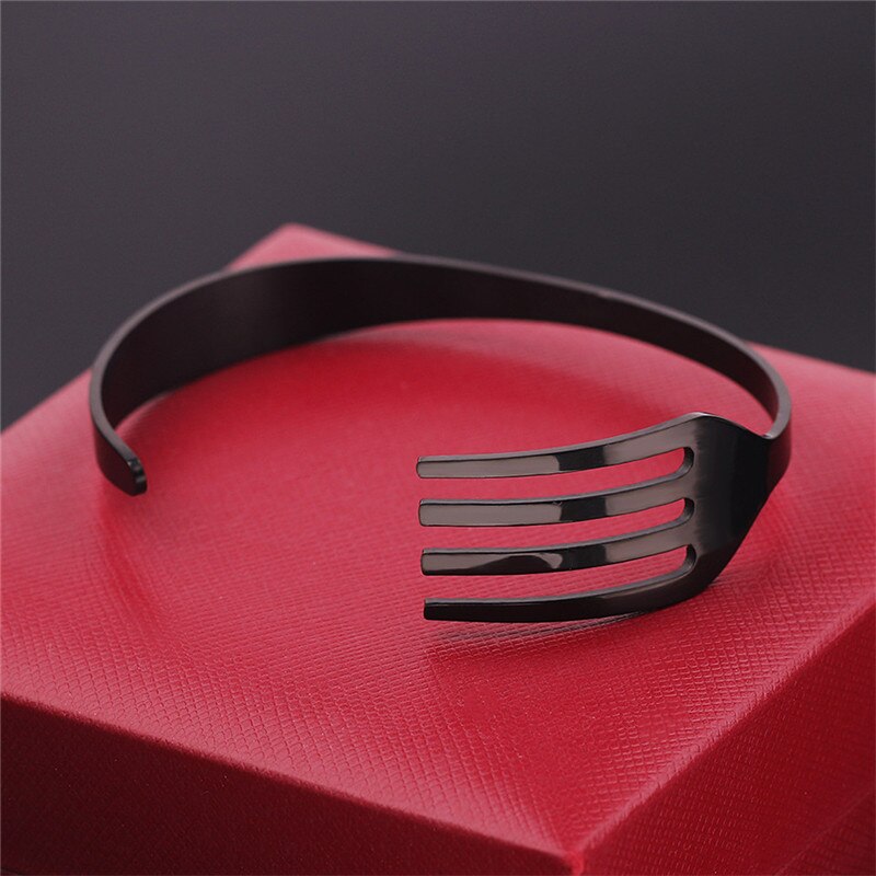 Pulseras de cuchara de tenedor para hombre y mujer, brazaletes de acero inoxidable, Hip Hop, Rock, 4 colores, pulsera de puño para mujer, joyería Punk