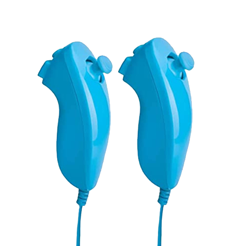 For Nintendo Wii Game Controller Nunchuck Hand Curved Game Handle Controller Left Right Hand Nunchuck For Wii GamepadAccessories: blue-2 pcs