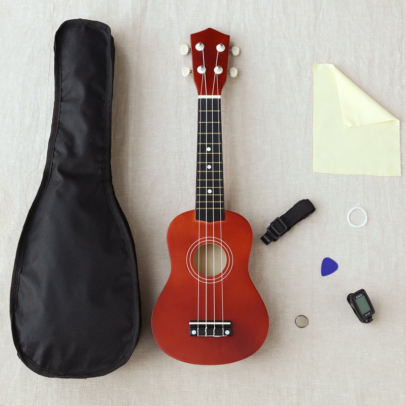 21-inch 16 colors Ukulele Adjustable Sound Musical + Bag+Strap+ Wipe Cloth +Tuner++String Stringed Instruments: Dark Brown