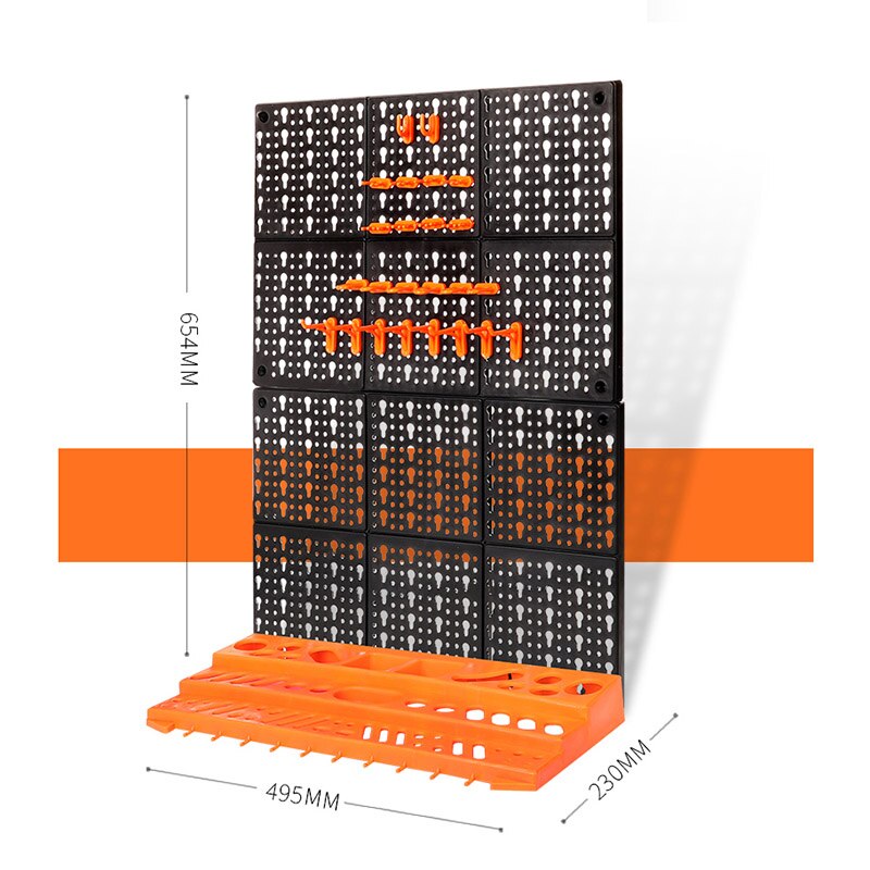 Plastic Hook Tool Box Wall-Mounted Tool Parts Organiser Component Box Hanging Plastic Toolbox Wall Hardware Parts Box: 654x495x230mm