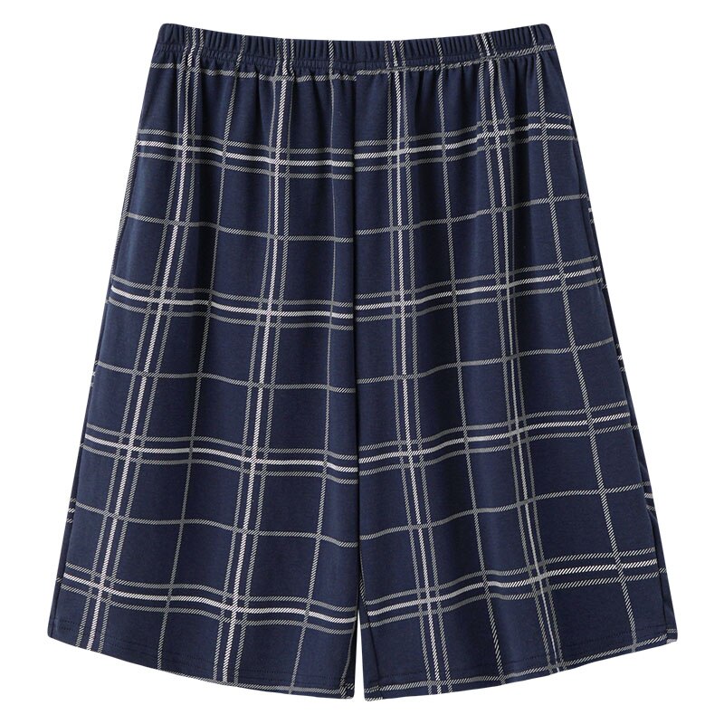 Reine Baumwolle Jungen Männlichen Casual Plaid Hosen Shorts Sport Hosen Pyjamas Schräg Tasche Pyjamas Nachtwäsche Elastische Taille Mann der Marmeladen HDE: HDE-2606 / 4XL