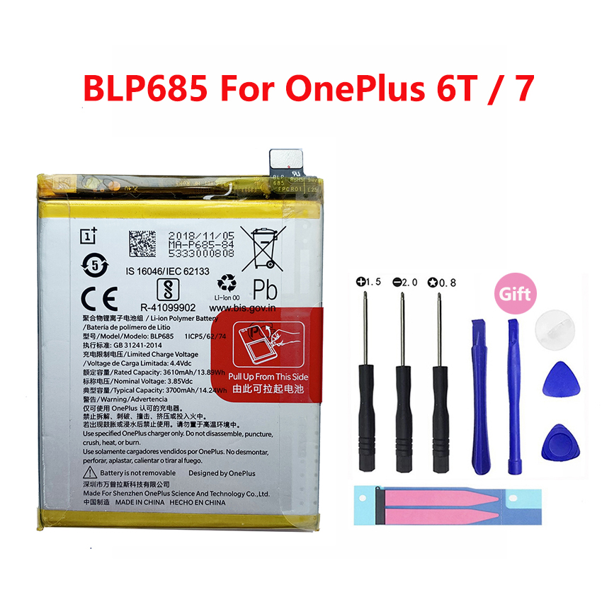 Original Battery For OnePlus 7 6T 6 5 5T 3 3T 2 1 1+ BLP571 BLP597 BLP613 BLP633 BLP637 BLP657 BLP685 Cell Phone Batteries: BLP685 For OneP 6T 7