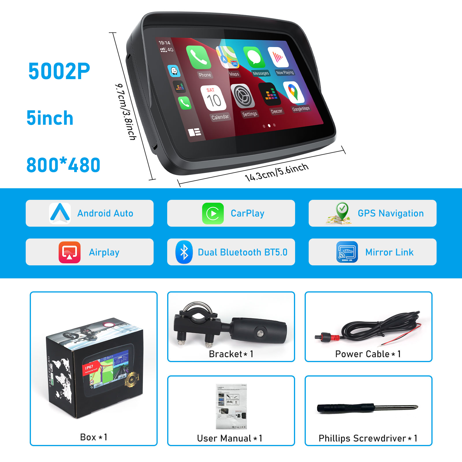 6,25 Zoll Motorrad Carplay Android Auto Display mit Dashcam für 104,99