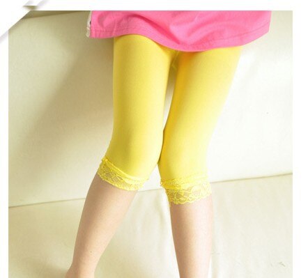 Meisjes Lente Herfst Kant Skinny Broek Kids Kleurrijke Leggings Kinderen Panty: Yellow