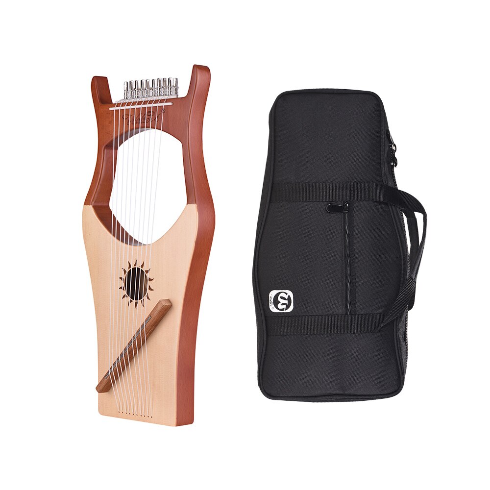 Walter.t Arpa Lira a 10 Corde con Top in Abete, Fondo in Faggio, Corde in Nylon e Borsa
