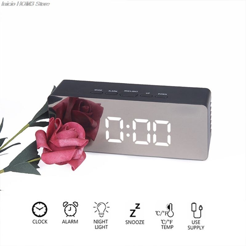 Spiegel Wekker Desktop Digitale Led Display Batterij Operated Draagbare Multifunctionele Timer Verstelbare Luminantie