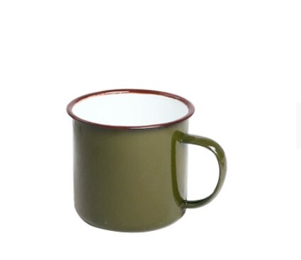 Utensilios esmaltados de acero inoxidable, utensilios esmaltados con tapa, blanco liso, irrompible, de buena , 370ml: Green(no lid)