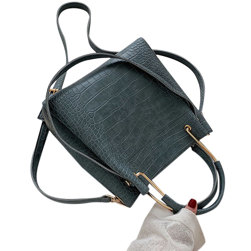 Krokodil aufbringen Eimer Tasche Frauen Tasche Griff Tasche Damen Mini Schulter Tasche Weibliche Alligator Umhängetasche: Blau