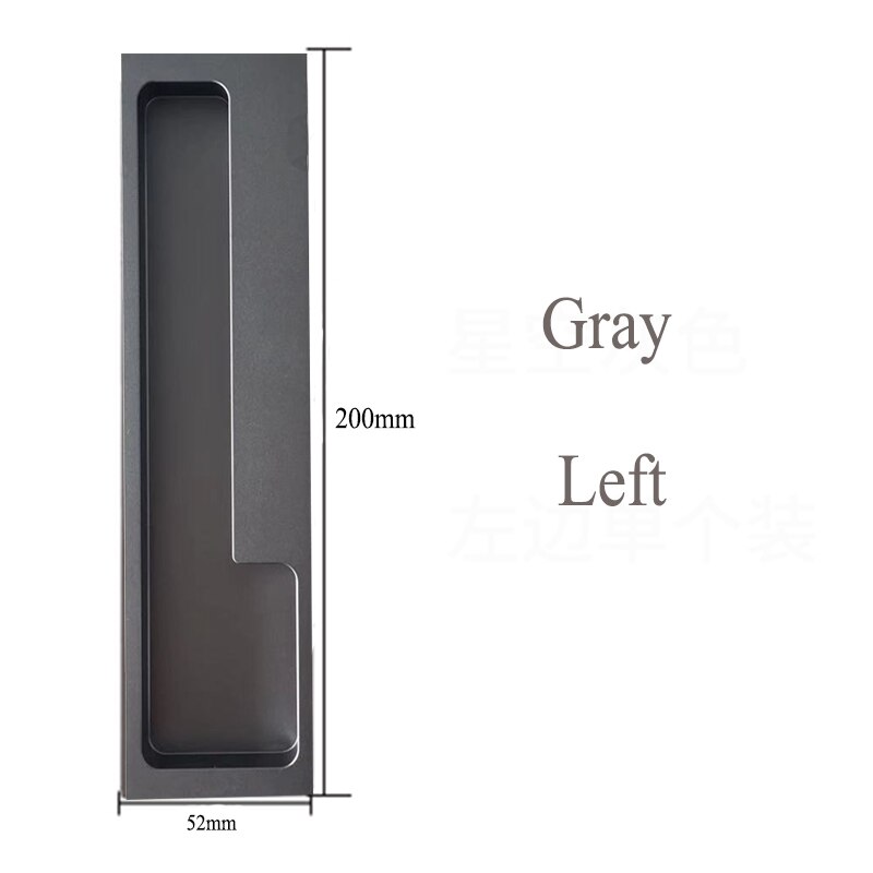 15.75" Black/Gray/Embedded Stealth Door Handle Slotted Drawer cupboard wardrobe hidden door handles sliding door pull: A-0170-L-gray