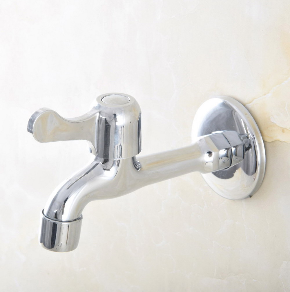 Polished Chrome Wall Mount Bathroom Mop Pool Faucet Laundry Sink Water Taps Toilet Cold Bibcock Nav165