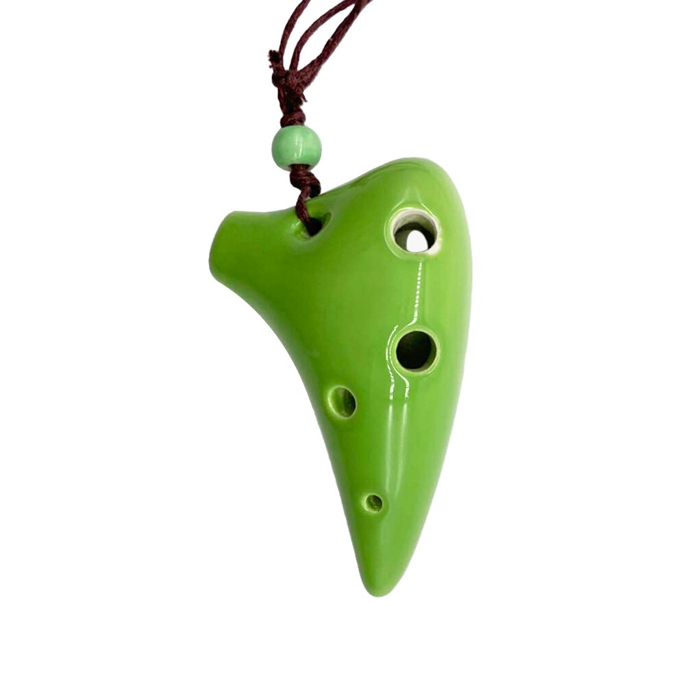 Ocarina de cerámica de 6 agujeros, instrumento Musical de estilo submarino Alto C con cordón, puntuación de música para amantes de la música y principiantes: Verde