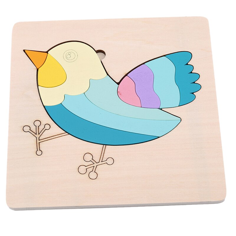 Kleurrijke Baby 3D Puzzel Houten Speelgoed Kids Cartoon Dieren Geheugen Puzzels Kinderen Educatief Speelgoed: Little bird