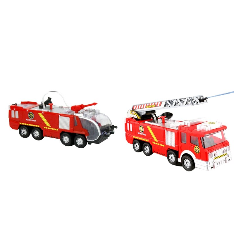 2Pcs Fire Truck Toy Electric Universal Water Jet Fire Truck Toy Fire Truck Car Music Light