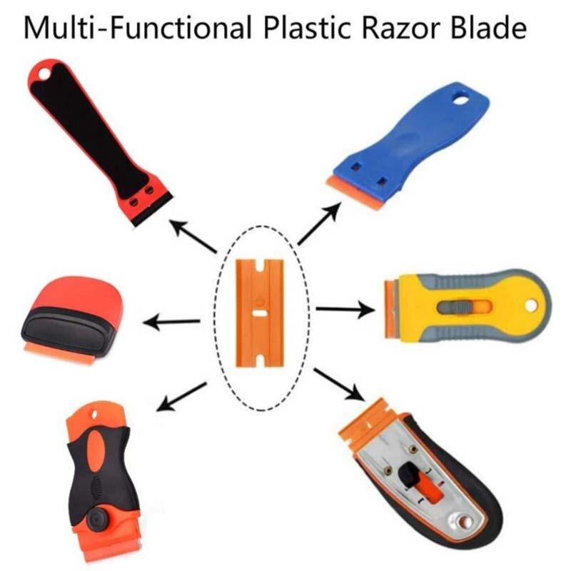 11 Pack Remove Sticker Scraper Tool Plastic Razor Scraper With Double Edged Plastic Blades For Removing Car Labels Stickers Glu