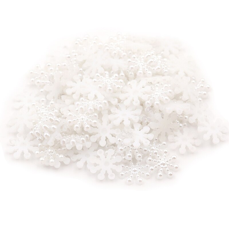 100 stk kunstige hvide snefnugperler håndværk imiterede perler flatback til kunst scrapbooking / diy dekoration 12mm: Hvid