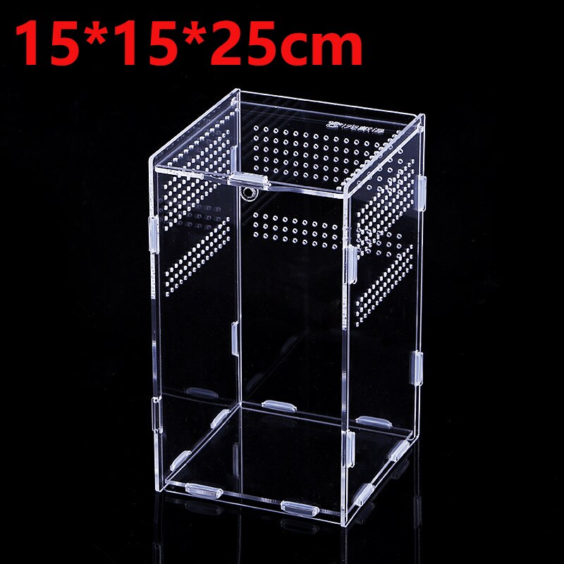 Transparent Assembled Acrylic Reptile Breeding Box Tank Terrarium Spider Lizard Scorpion Amphibian Breathable Terrarium Box: 15x15x25cm