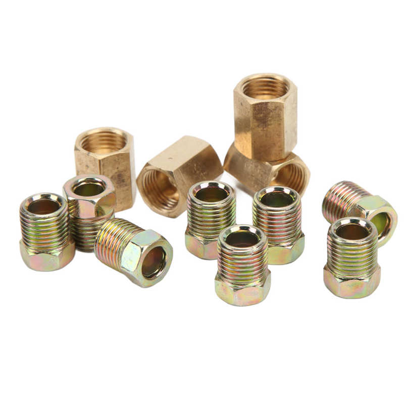 Brake Line Union Brass Universal Sturdy Lightweight Rustproof Brake Line Fittings for 1/4inch Brake Tube