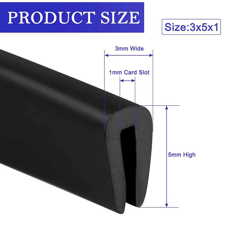 Rubber Edge Trim Strip Black U Section Edging Sealing Strip, Edge Shield Encloser Protector For GlassTable Corners