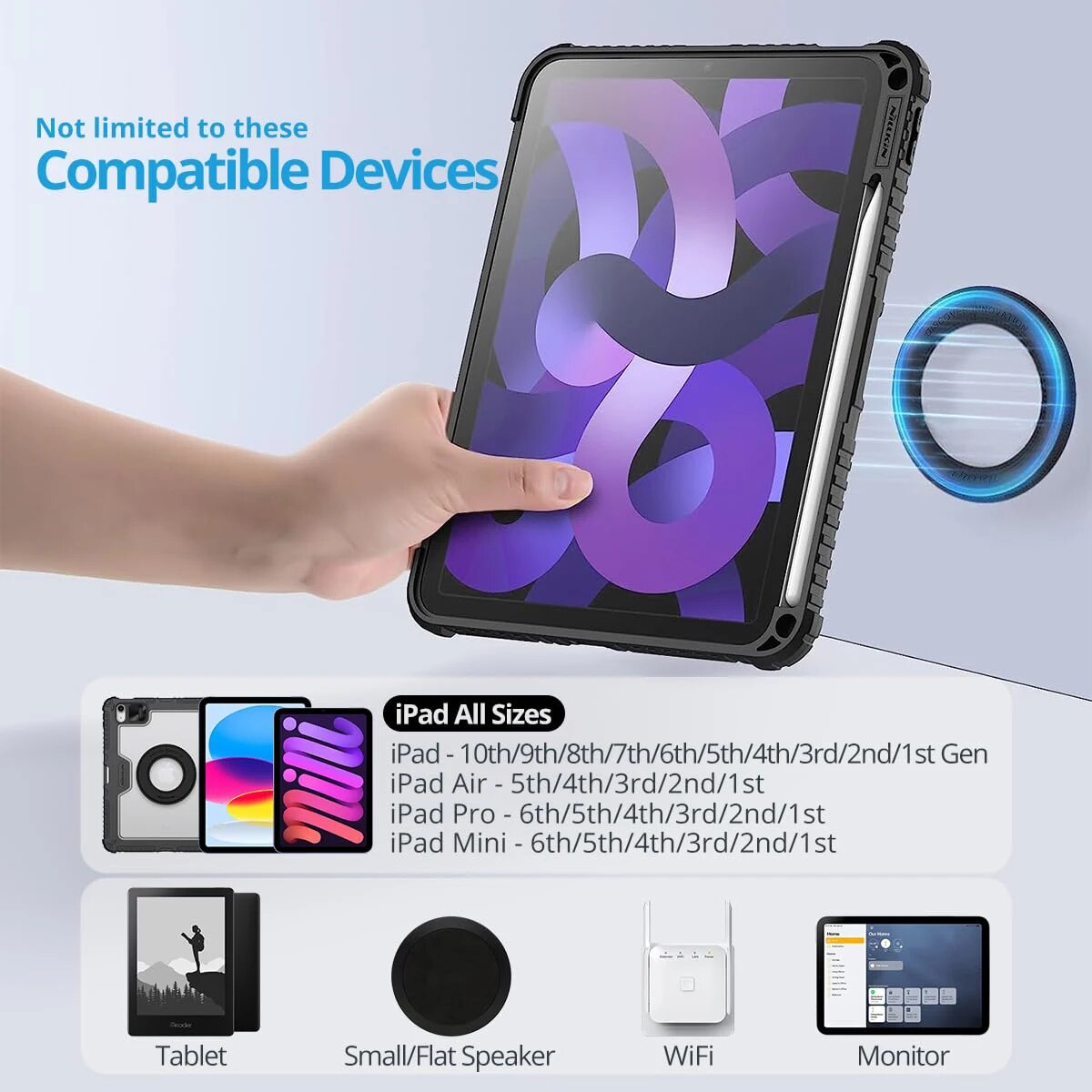 Magnetische Tablette-Wandhalterung, iPad-Halterung, Wiegenmagnet für IPad, SnapHold-Magnetaufkleber für Zuhause, Büro, Kühlschrank