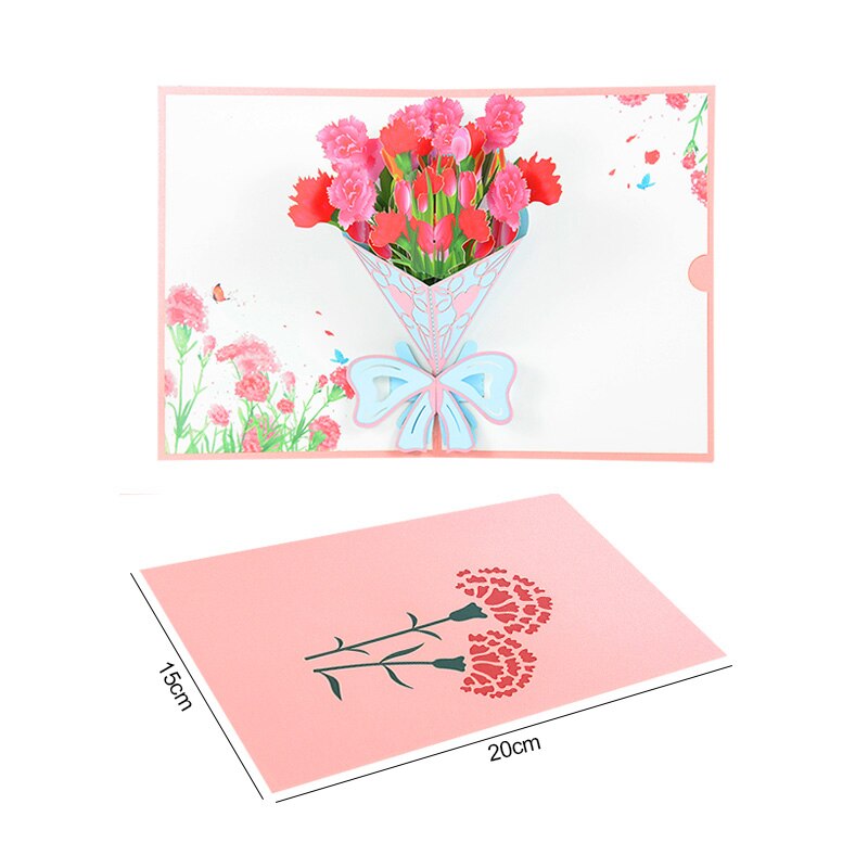 Flowers Bouquet Greeting Cards for Mom Girl Wife Husband 3d Birthday Cake Pop-Up Greeting Cards Postcards with Envelope: M03
