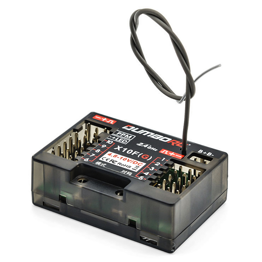 DUMBORC X10F X10FG 10CH 2.4G RC Gyro Receiver for X10P-350 Transmitter