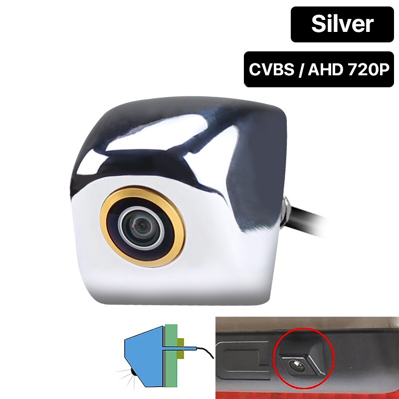 Greenyi Gouden Lens Hd 720/1080P Ondersteboven Installeren Voertuig Reverse Backup Parkeergelegenheid Camera Voor Android Dvd ahd Monitor: Silver 720P