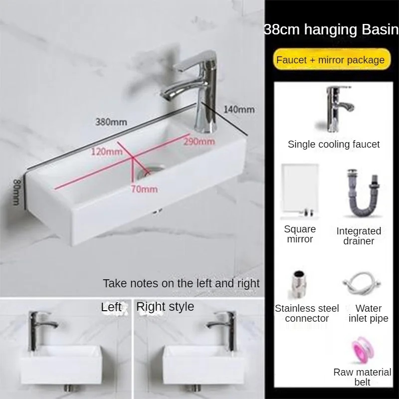 Small Size Mini Tabletop Basin Washbasin Wall Mounted Washbasin Small Wall Mounted Basin Extremely Narrow and Slender