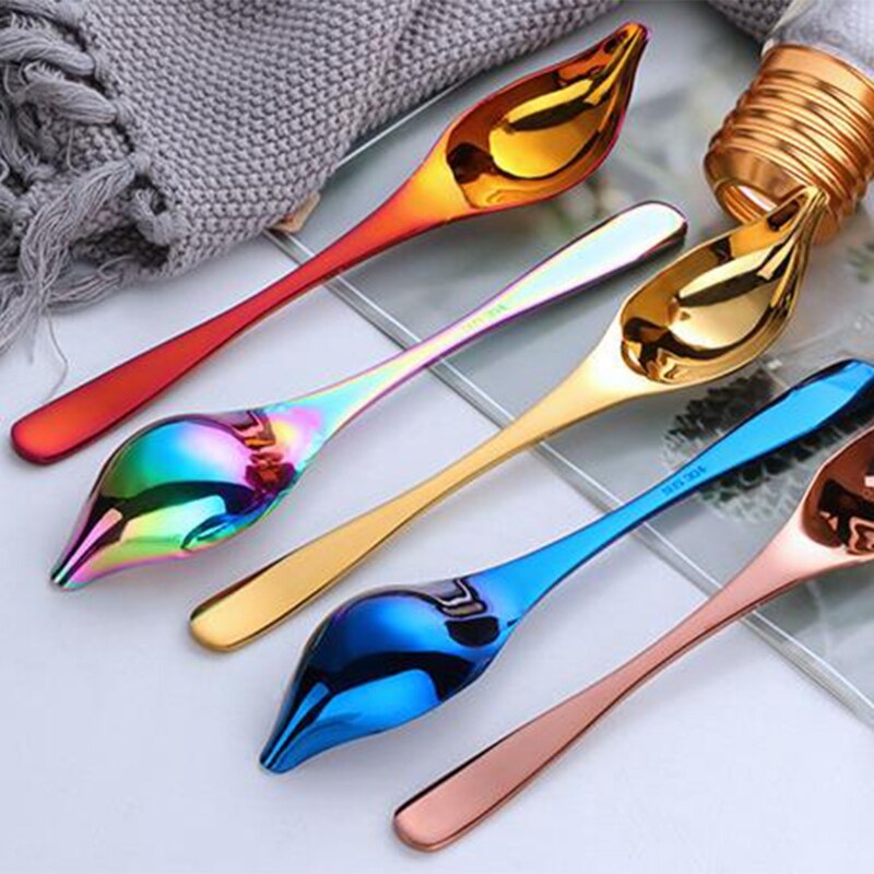 Stainless Steel Long Handle Duck Mouth Sauce Spoon Scoop Tableware Cooking Tool Coffee Spoon Chef Mini Cake Decoration Pencil