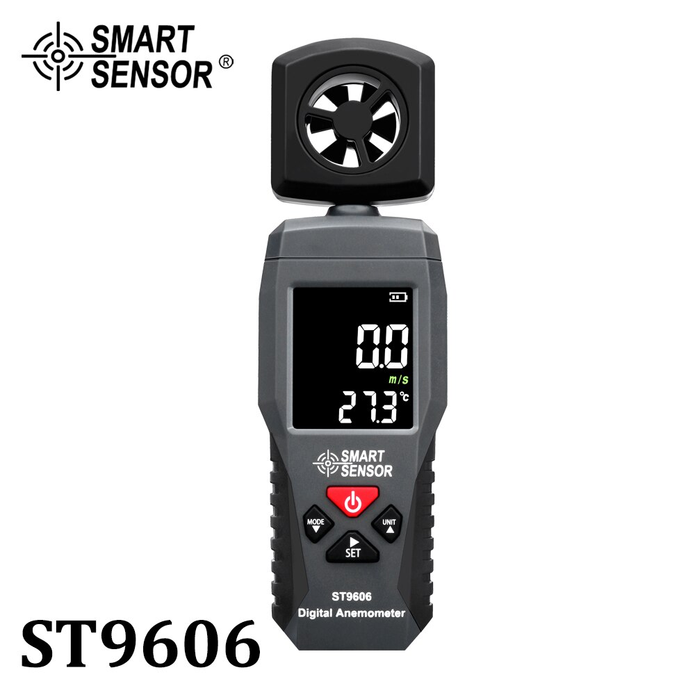 Digitale Draagbare Lcd Anemometer Thermometer Windsnelheid Meten Meter Luchtsnelheid Gauge 4 Bereik Hoge Lage Alarm ST9606