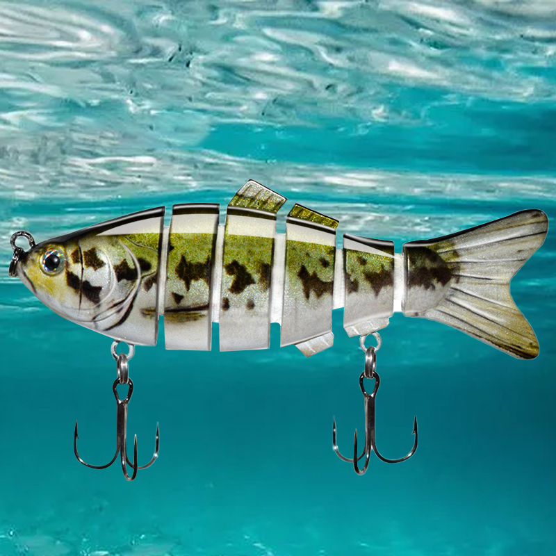 Esche da pesca artificiali dure snodate da 4 pollici a 6 segmenti Crankbait bionico affondamento Wobblers Accessori per la pesca in plastica di cavalla