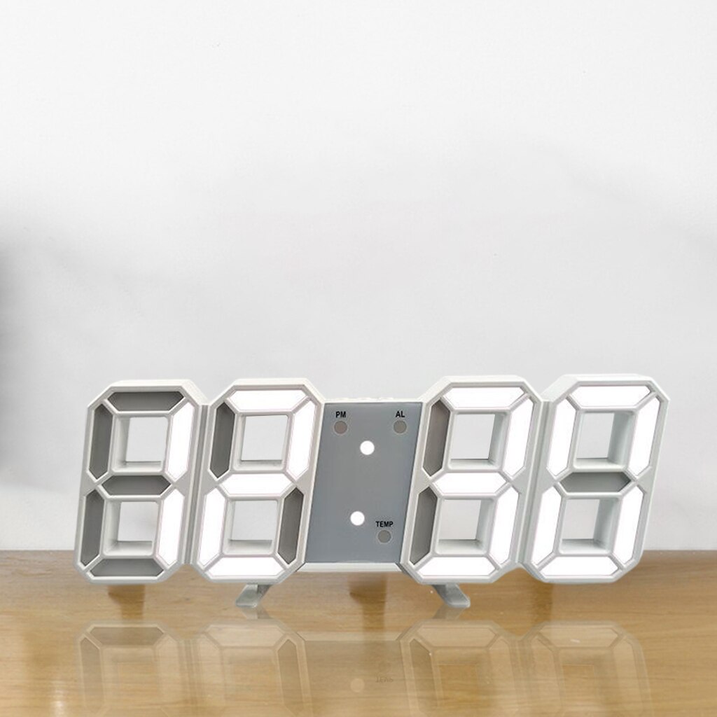 Digital Alarm Clock with Temperature Display Bedside Clock with 3 Alarm Set USB Charging Port Brightness Dimmer Alarm Clock: White