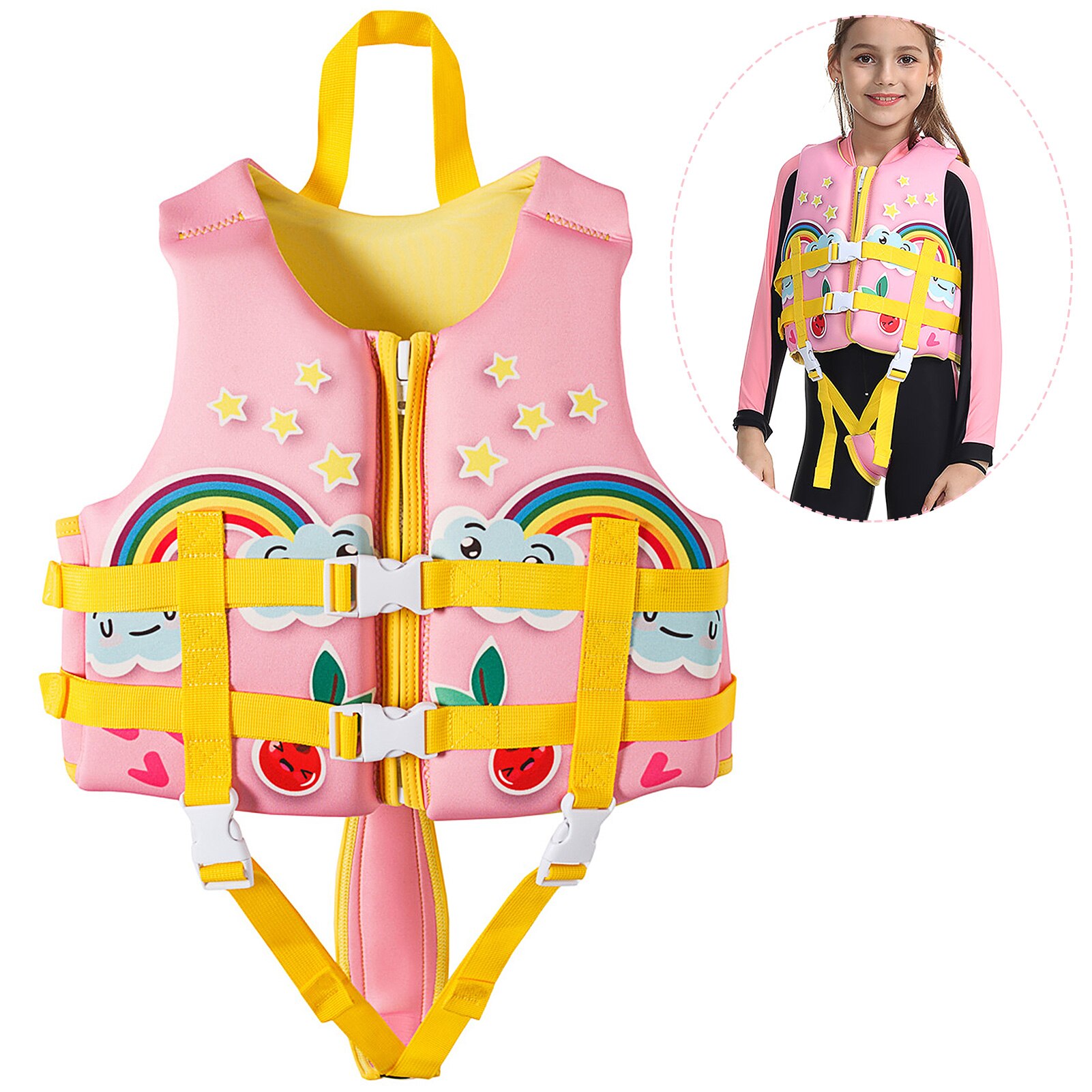 Kids Swim Vest Neoprene Children Life Vest Life Jacket Swimming Training Flotation Swimsuit Buoyancy Swimwear for Boys Girls: S/M