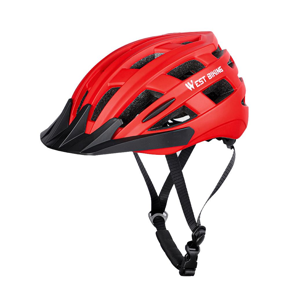 Bike Helmet Breathable Detachable Brim Removable Lining Head Protection Safety Helmet for Road Cycling Mountain Biking: Red