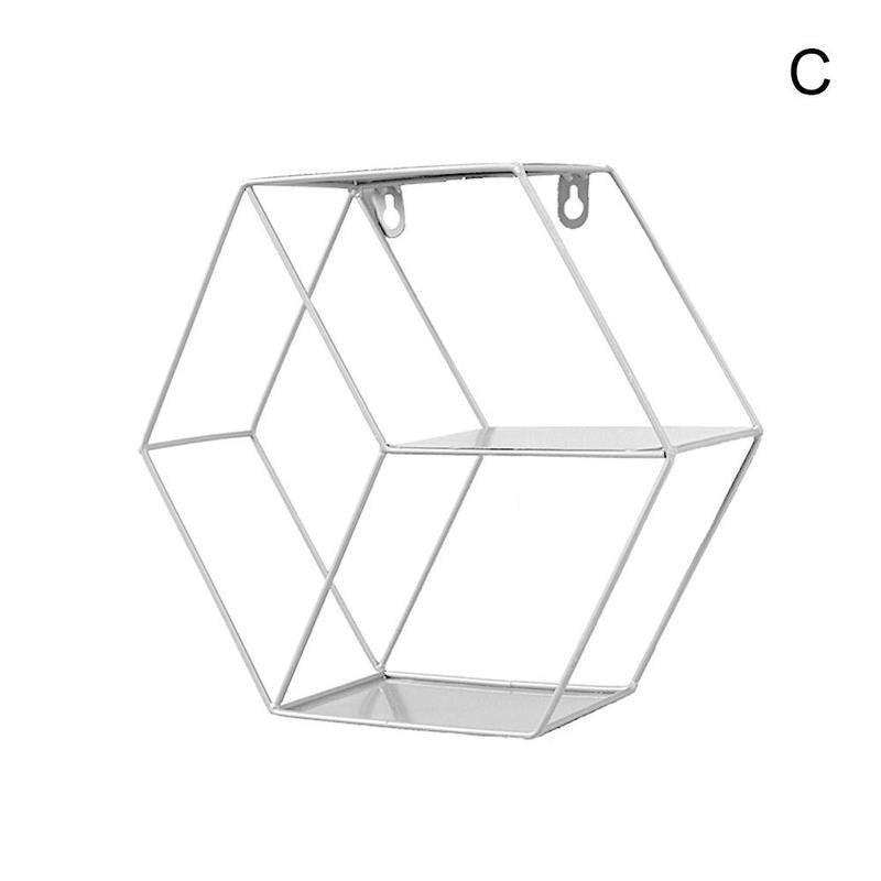 Scandinavische stijl woonkamer slaapkamer kamer decoratie opbergrek ronde smeedijzeren wandplank wandhanger kamer decoratieve plank: C