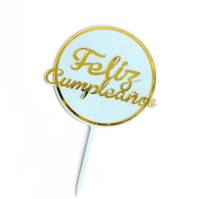 Akryl spansk grattis på födelsedagen tårta topper feliz cumpleanos bakning tårta dekoration barn födelsedagsfest gunst