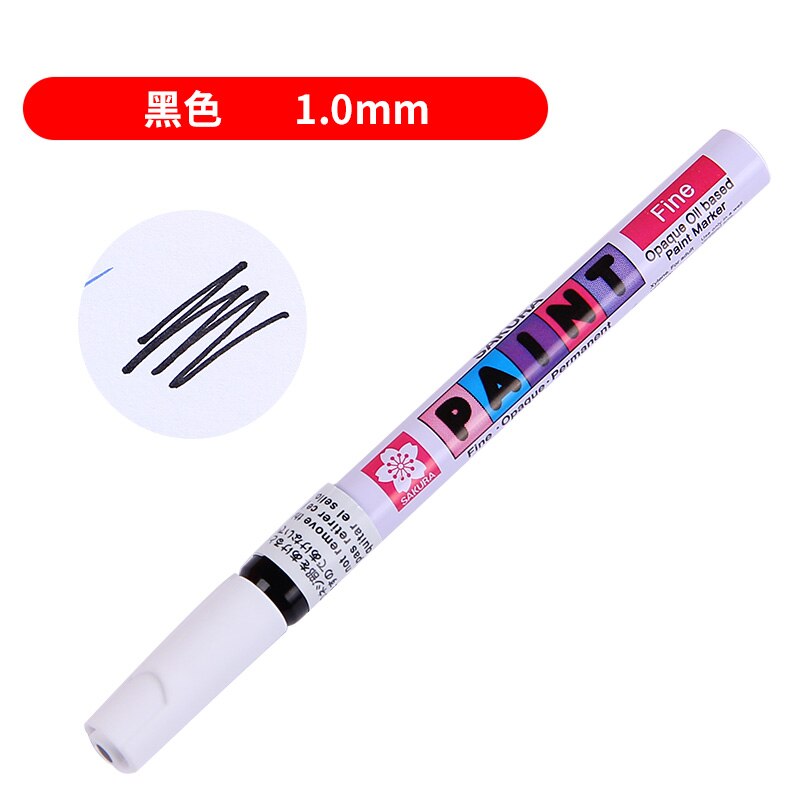 1 pçs sakura cherry blossom marcador caneta pintura vermelha preto azul toque pintura mão-pintado assinatura oleosa linha gancho caneta: Black
