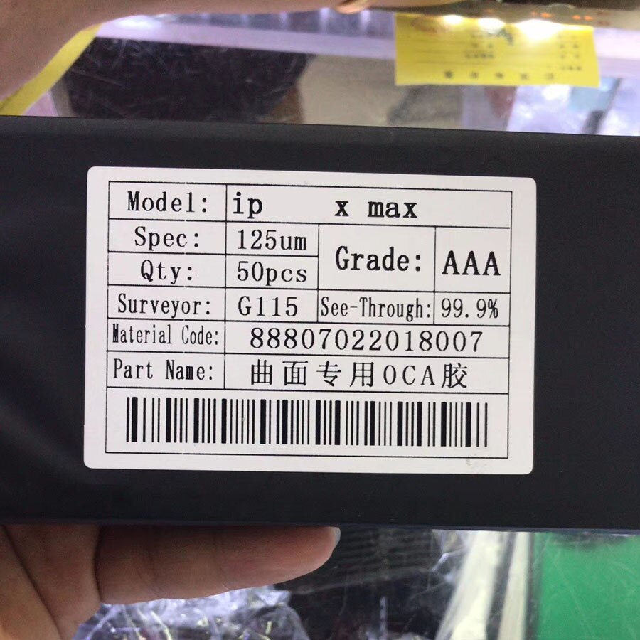50 pièces/sac 125um hybride OCA film colle pour iphone X XR XS Max XSMAX lcd écran optique adhésif transparent