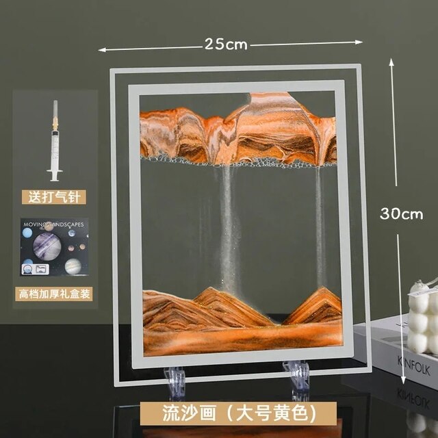 Peinture de sable mouvant en verre avancé, ornements de sablier, décorations de bureau artistiques liquides, , décoration de mariage: Orange 10 inches