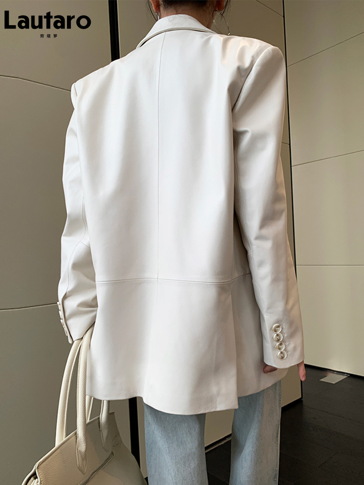 Lautaro-Blazer da donna in ecopelle impermeabile ampia, doppio petto, capispalla di lusso, alta qualità, stile coreano, primavera