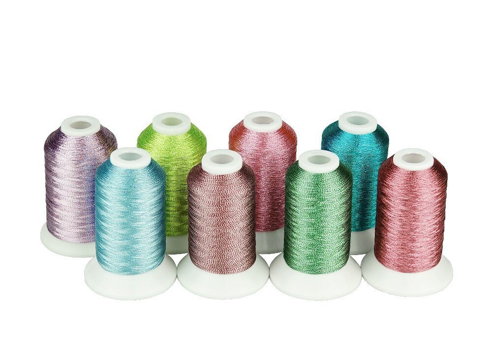 SIMTHREAD 8 Heldere Kleuren/kit Metallic Borduurgaren 550 Yards/Cone voor Thuis Machine