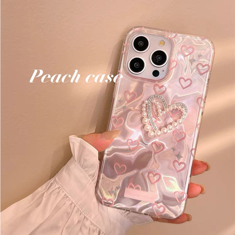 Para iPhone 15 Pro 16 Plus 14 Pro Max 13 12 11 X XS XR 7 8 SE romántico corazón rosa mariposa brillo forro duro alta funda de teléfono