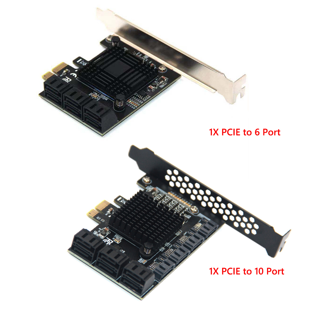 Expansion Card PCIE 1X to 6/10 Ports Adapter SATA3.0 6Gbps Interface Rate Riser Expansion Card for Desktop PC Computer Converter