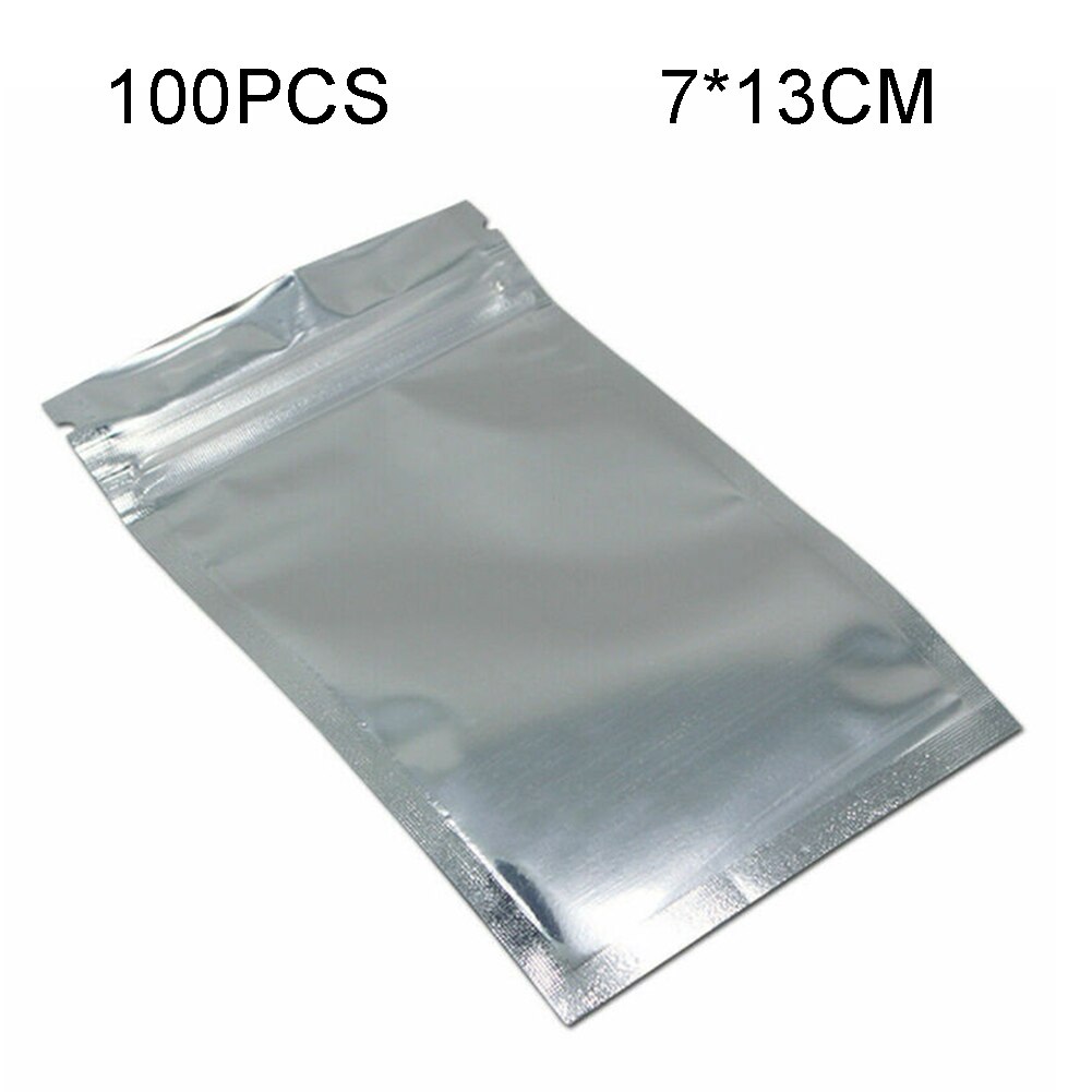 100 stk flade aluminiumsfolieforseglingsposer poser fødevaregodkendt pakke genlukkelig til mad, kaffe, nødder, sukker, snack: 7 13cm