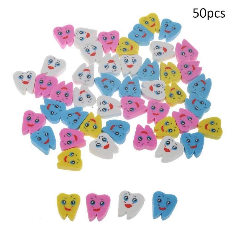 50pcs/bag Molar Shaped Tooth Rubber Erasers Dentist Dental Clinic School Great For Kids