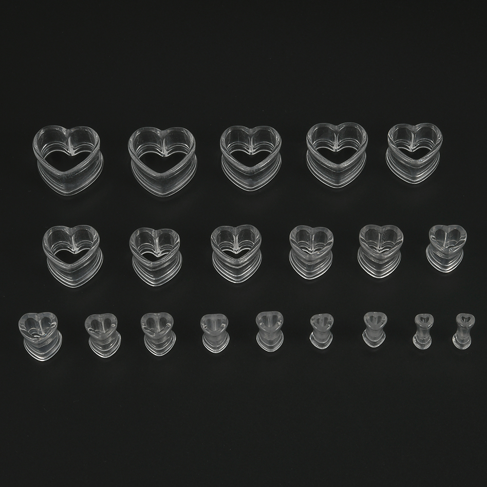 Acrylic Love Black White Heart shaped Hollow Transparent Ear Gauge Piercing Clear Ear Tunnel Ear Expander 4mm-25mm