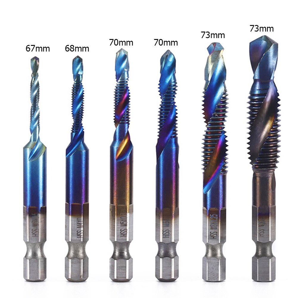 13pcs Tap Thread Metric Thread Tap Drill Bits Set M3-M10 Hex Shank Drill Bit Plated Screw Compound Tap and Drill Hand Tool Sets