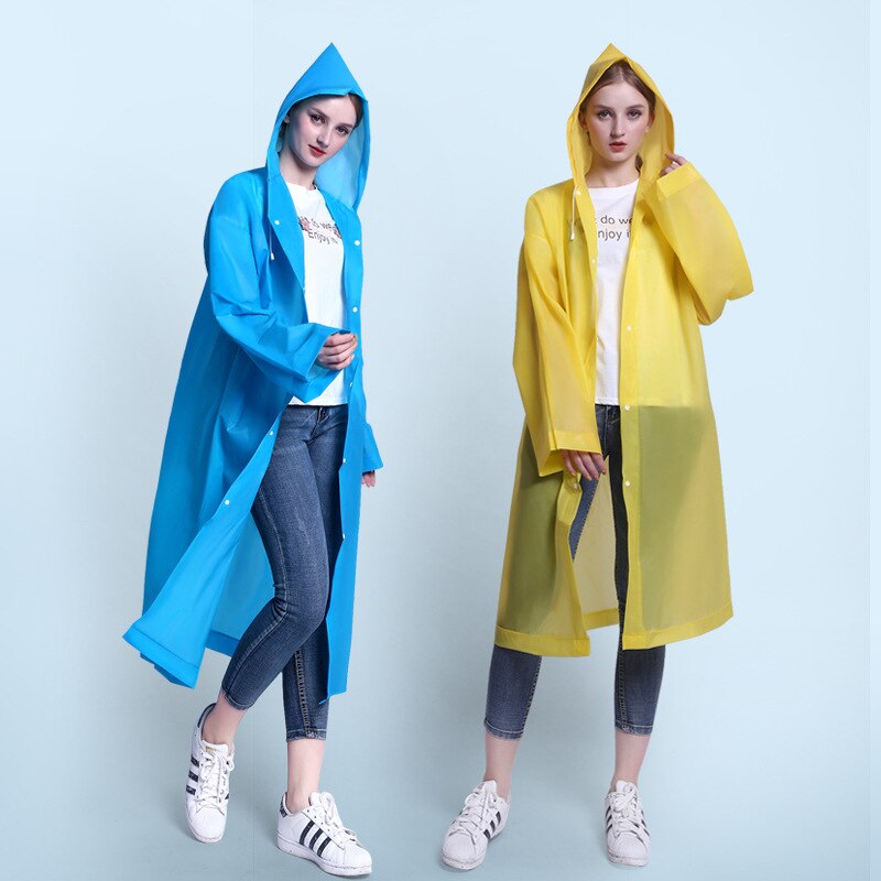 Thickened EVA Raincoat Women Outdoor Portable Waterproof Rainware Women Rain Jacket Poncho for Travel Camping Hiking