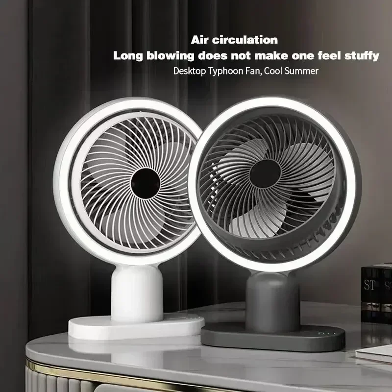 Tragbarer kabelloser Ventilator mit Nachtlicht 120 ° Rotation leiser Mini-Elektroventilator, wiederaufladbare USB-Ventilatoren für Desktop-Büro und Zuhause