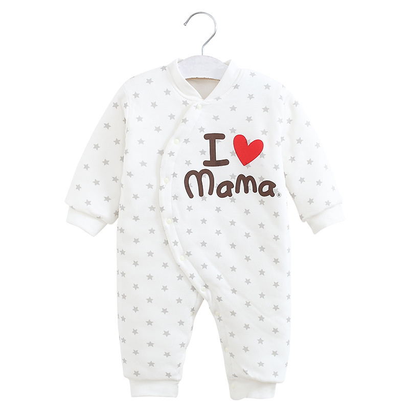 ICH Liebe Papa Mutter Winter Strampler unisex Baby Jungen Kleidung Verdicken Coton neugeboren drucken Baby Mädchen Kleidung Lang Hülse: I Liebe Mutter / 6m