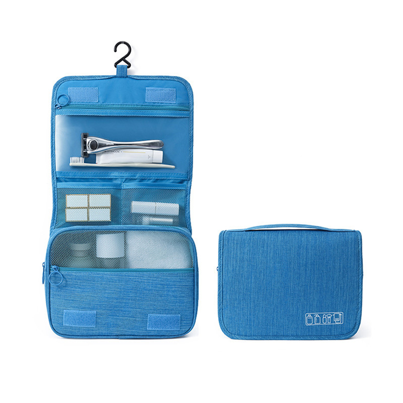 Neceser grande de viaje para hombre y mujer, neceser colgante para cosméticos, neceser de belleza, organizador de accesorios, bolsa de lavado: Azul